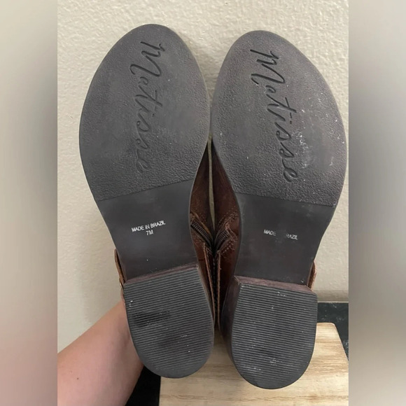 Matisse Kate Bootie Brown Leather Buckles Block Heel Size 7 - Picture 5 of 8